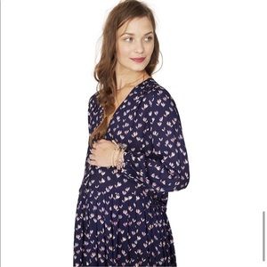 Hatch Tori Dress Ditsy Tulip Blue Size 0 Maternity